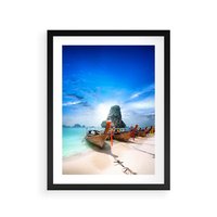Plakat w ramie 40x50 - Morze na Łodzi - morze, łódź - rama czarna