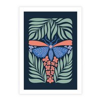 Plakat bez ramy 21x30 - Granatowa Noc - granatowe tło, abstrajcyjna ćma