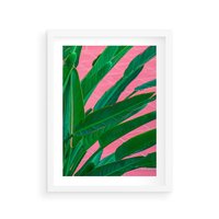 Plakat w ramie 40x50 - Odezwij się do przeszłości - liście, retro - rama biała