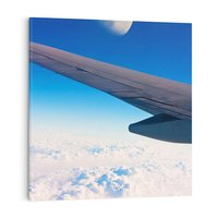 Obraz na płótnie 40x40 - Samolot ku Księżycowi - samolot, ksieżyc
