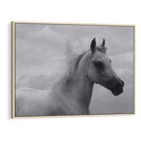 Obraz w ramie 120x80 - Moc i Wolność - czarno biała fotografia, biały - rama drewno