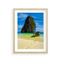 Plakat w ramie 50x70 - Łódź nad Morzem - łodź, morze - rama drewno