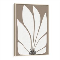 Obraz w ramie 80x120 - Ekspresyjne Kontury - abstrakcyjny kwiat, beże i brązy - rama drewno