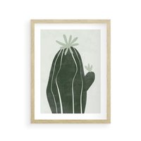 Plakat w ramie 30x40 - Zieleń Inspirującego Życia - zielony plakat, minimalizm - rama drewno