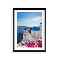 Plakat w ramie 40x50 - Perspektywa na Santorini - Santorini, perspektywa - rama czarna