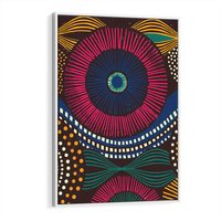 Obraz w ramie 70x100 - Energia Wzorców - enticzne wzory, kształty - rama biała