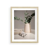 Plakat w ramie 30x40 - Eukaliptusowe liście w okularach - liście, eukaliptus - rama drewno