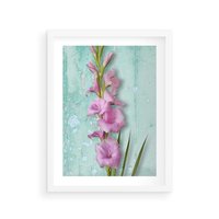 Plakat w ramie 30x40 - Piękno w delikatności - kwiaty, różowe - rama biała