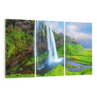 Obraz na płótnie 120x80 - majestat górskiego krajobrazu - wodospad, góry