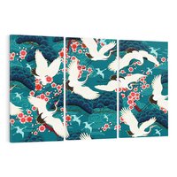 Obraz na płótnie 120x80 - Żurawie Wachlarze - orientalne japońskie żurawie, grafika