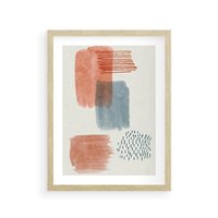 Plakat w ramie 40x50 - Pastelowa Abstrakcja: Maźnięcia Farbą - abstrakcja, maźnięcia farny - rama drewno