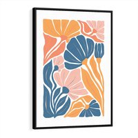 Obraz w ramie 50x70 - Wibracje Kolorowych Wiatrów - kwiaty, pastelowe kolory - rama czarna