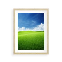 Plakat w ramie 50x70 - Łąka pod Niebem - łąka, niebo - rama drewno