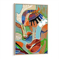 Obraz w ramie 80x120 - Wibracje Kształtów - abstrakcyjny portret kobiety, twarz - rama drewno