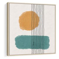 Obraz w ramie 80x80 - Wibracje Barw - abstrakcyjne akwarelowe plamy, nieregularne kreski - rama drewno