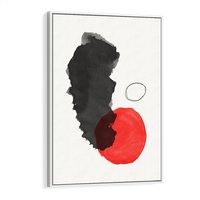Obraz w ramie 80x120 - Wibracje Linii - abstrakcyjne nieregularne plamy, czarny - rama biała