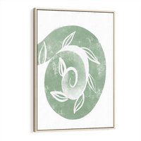 Obraz w ramie 70x100 - Zielony Świat Odpoczynku - abstrakcyjny zielony motyw, skandynawski design - rama drewno