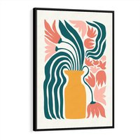 Obraz w ramie 50x70 - Kolorowe Pasmo - abstrakcyjne kwiaty w wazonie, pdastelowe kolory - rama czarna