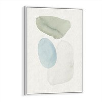 Obraz w ramie 80x120 - Akwarelowa Symfonia Natury - abstrakcyjne delikatne plamy, akwarelowe - rama biała