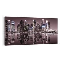 Obraz na płótnie 100x50 - Miejskie światła ożywiające nocne niebos - Singapur, miasto