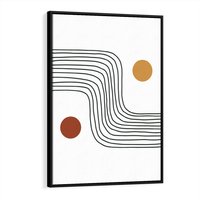 Obraz w ramie 70x100 - Kontury Harmonii - nieregularne linie, koła - rama czarna