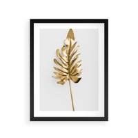 Plakat w ramie 50x70 - Ponadczasowy Urok - złote, liście - rama czarna