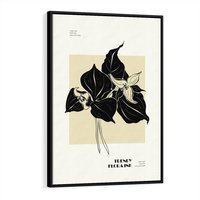 Obraz w ramie 70x100 - Ekspresja w szkicowanych kształtach - kwiaty, typografia - rama czarna