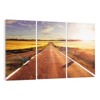 Obraz na płótnie 120x80 - Droga ku zachodowi słońca - droga, zachód