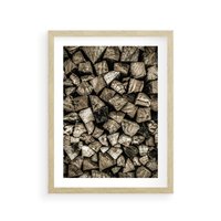 Plakat w ramie 40x50 - Piękno Drewna - belki drewna, drewno - rama drewno
