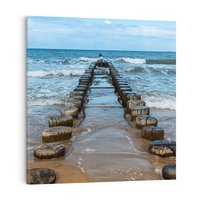 Obraz na płótnie 40x40 - Falochron na brzegu morza - falochron, morze