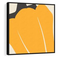 Obraz w ramie 50x50 - Migocące Formy - abstrakcyjny minimalistyczny obraz, żółta papryczka - rama czarna