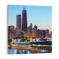 Obraz na płótnie 30x30 - Miasto nad Rzeką - miasto, rzeka