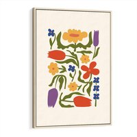 Obraz w ramie 70x100 - Minimalistyczna Harmonia - kwiaty, sztuka nowoczesna - rama drewno