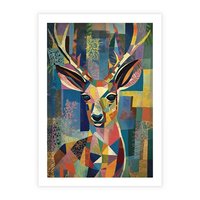 Plakat bez ramy 30x40 - Bezgraniczne Kontury Zaskoczenia - abstrakcyjny obraz olejny, jeleń