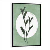 Obraz w ramie 70x100 - Kształty Zielonego Ukojenia - zielony plakat, roślinne motywy - rama czarna