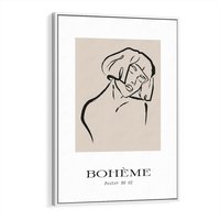 Obraz w ramie 80x120 - Echa Nieznanych Konturów - boho plakat, typografia - rama biała