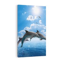 Obraz na płótnie 50x70 - Spotkanie z naturą - morze, delfiny