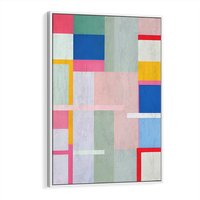 Obraz w ramie 80x120 - Rozbijające Granice Wyobraźni - abstrakcyjne geometryczne kształty, olejny obraz - rama biała