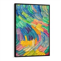 Obraz w ramie 50x70 - Egzotyczne Pióra - abstrakcyjne dzieło, farby olejne - rama czarna