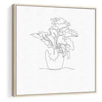 Obraz w ramie 50x50 - Rozkwitające Formy - szkic, minimalizm - rama drewno