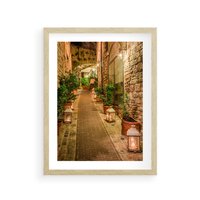 Plakat w ramie 40x50 - Perspektywa Uliczki Miejskiej - uliczka, perspektywa - rama drewno