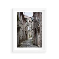 Plakat w ramie 40x50 - Malownicza uliczka we Włoszech - uliczka, Włoch - rama biała