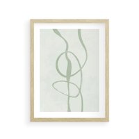 Plakat w ramie 40x50 - Zieleń Wewnętrznej Harmonii - zielona abstrakcja, zgaszona zieleń - rama drewno