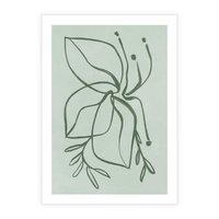 Plakat bez ramy 21x30 - Energetyczne Odrodzenie Natury - abstrakcyjne delikatne zielone linie, podobne do gałęzi kwiatów