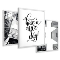 Zestaw obrazy w ramie 50x70 galeria - Nowoczesny, minimalizm, cytat, typografia - rama biała
