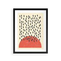 Plakat w ramie 40x50 - Czerwona Abstrakcja: Grafika z Wyrazistym Kołem - abstrakcja grafika, czerwone koło - rama czarna