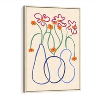 Obraz w ramie 70x100 - Migocące Pastelowe Impresje - minimalistyczny abstrakcyjny obraz, prymitywne kwiatki - rama drewno