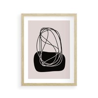 Plakat w ramie 40x50 - Linie Eksploracji - abstrakcyjne szkicowane linie, minimalizm - rama drewno