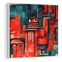 Obraz w ramie 50x50 - Mistyka Wschodnich Światów - orientalna sztuka, nawiązanie do Japonii - rama biała