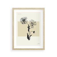 Plakat w ramie 40x50 - Kwiatowe Płótno - kwiaty, typografia - rama drewno